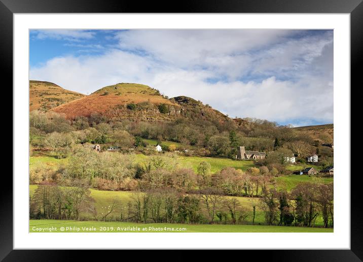 Cwmyoy's Skewed Tower of St Martin's Church. Framed Mounted Print by Philip Veale