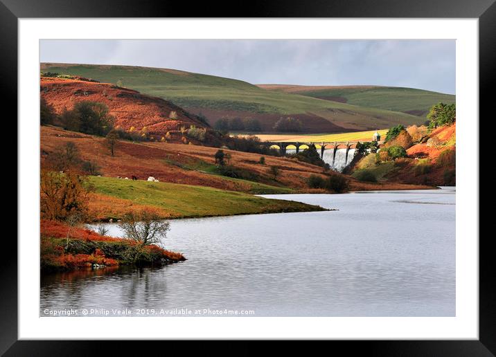 Craig Goch Dam and Pen y Garreg Reservoir. Framed Mounted Print by Philip Veale