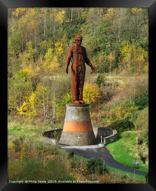 Guardian Statue at Six Bells in Autumn Colours. Framed Print by Philip Veale