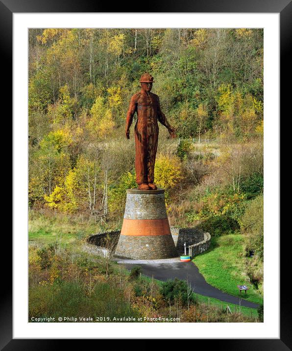 Guardian Statue at Six Bells in Autumn Colours. Framed Mounted Print by Philip Veale