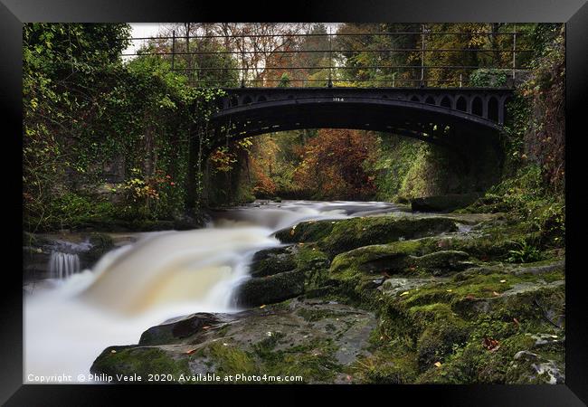 Smarts Bridge over the River Clydach in Autumn. Framed Print by Philip Veale