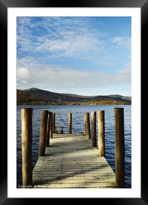 Derwent Water Jetty at Dawn. Framed Mounted Print by Philip Veale