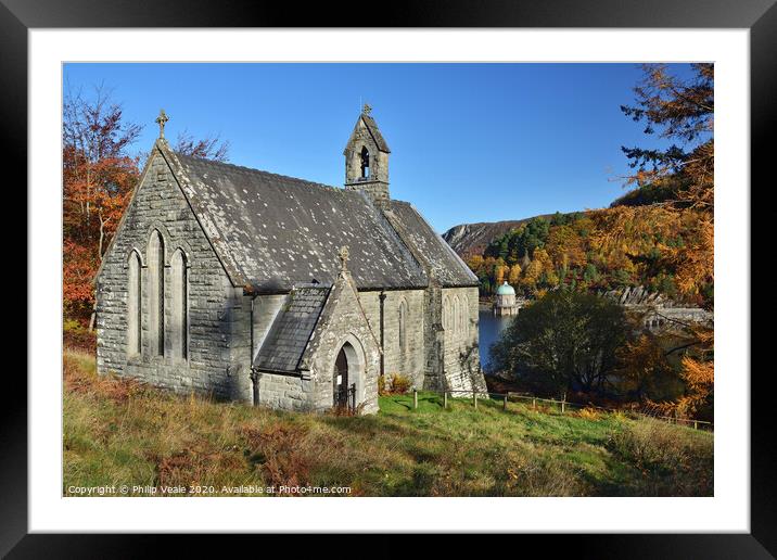 Nantgwyllt Church, Elan Valley in Autumn. Framed Mounted Print by Philip Veale