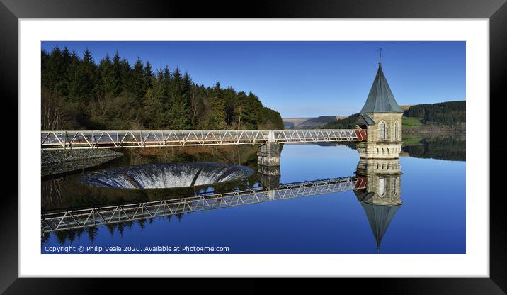 Pontsticill Reservoir Mirror-like Refection. Framed Mounted Print by Philip Veale