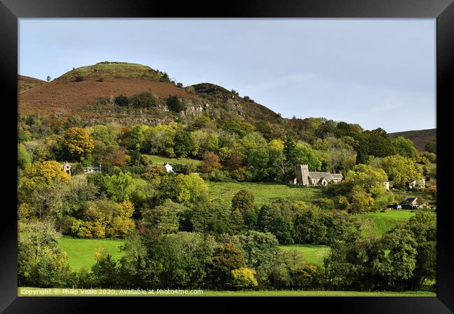 St. Martin's Church, Cwmyoy in Autumn. Framed Print by Philip Veale