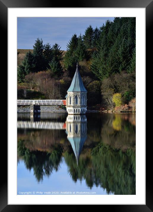 Pontsticill Reservoir Tower Reflection. Framed Mounted Print by Philip Veale