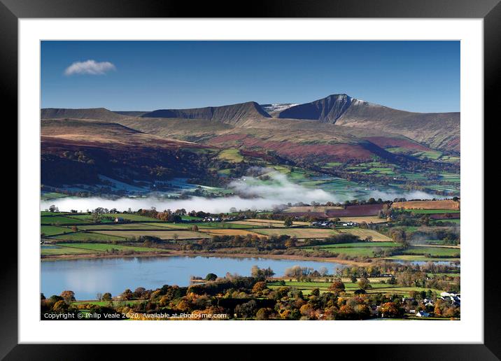 Brecon Beacons & Llangorse Lake Autumn Embrace. Framed Mounted Print by Philip Veale