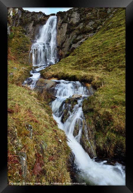 Enigmatic Esgair Cloddiad Waterfall Framed Print by Philip Veale