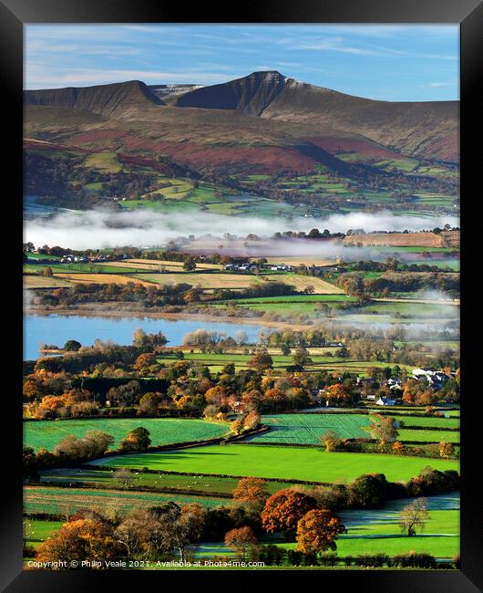 Bannau Brycheiniog & Llangorse Lake. Framed Print by Philip Veale