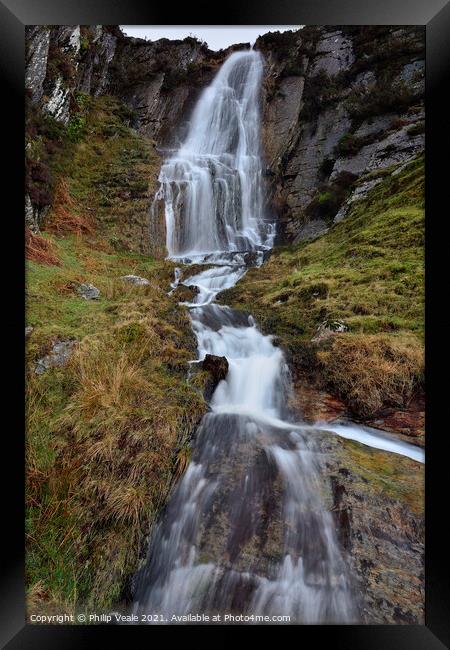 Esgair Cloddiad Transient Waterfall.  Framed Print by Philip Veale