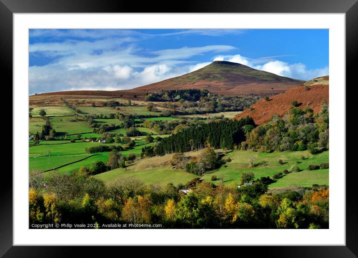 Sugar Loaf and Bryn Arw in Autumn. Framed Mounted Print by Philip Veale