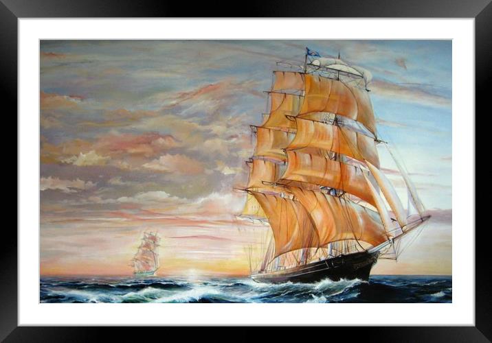 The Cutty Sark in Full Sail  Framed Mounted Print by David Reeves - Payne