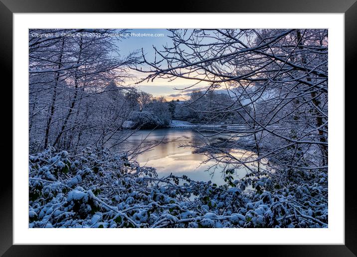 Frozen Lake at Corporation Park, Blackburn, Lancashire, UK Framed Mounted Print by Shafiq Khan