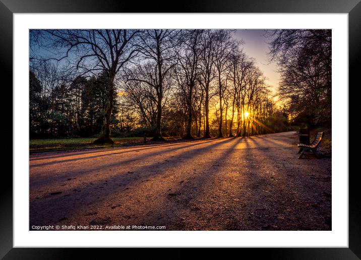 Winter Sunset at Corporation Park, Blackburn Framed Mounted Print by Shafiq Khan