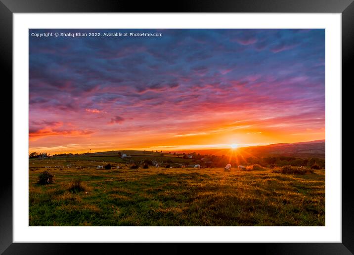 Countryside Sunset from Mellor, Blackburn, Lancashire Framed Mounted Print by Shafiq Khan