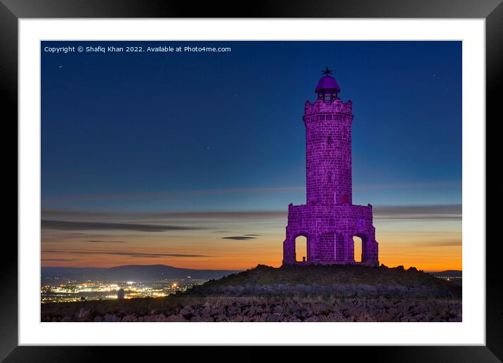 Darwen/Jubilee Tower, Lancashire - Light Paintied in Purple for HM the Queen Framed Mounted Print by Shafiq Khan