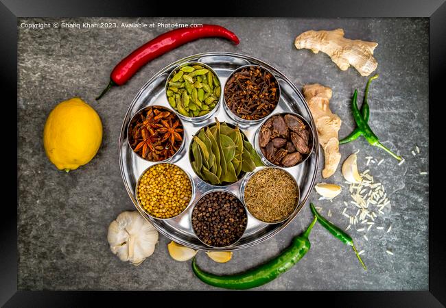 Masala Box with a mixture of Indian Spices Framed Print by Shafiq Khan