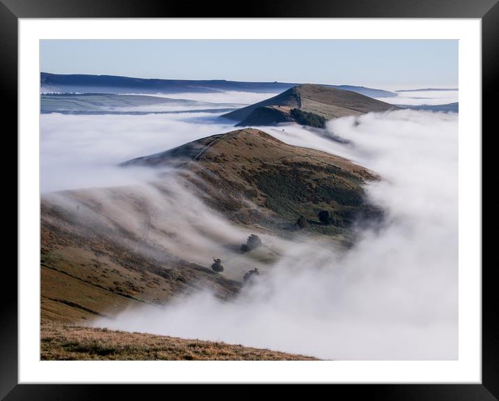 Clouds pouring over the ridge at Mam Tor during an Framed Mounted Print by Chantal Cooper