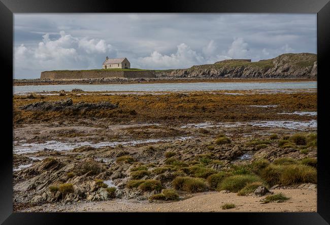 St Cwyfans Church, the church in the sea. Framed Print by Chantal Cooper