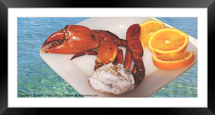 Giant Mud Crab. Cooked seafood platter. Framed Mounted Print by Geoff Childs
