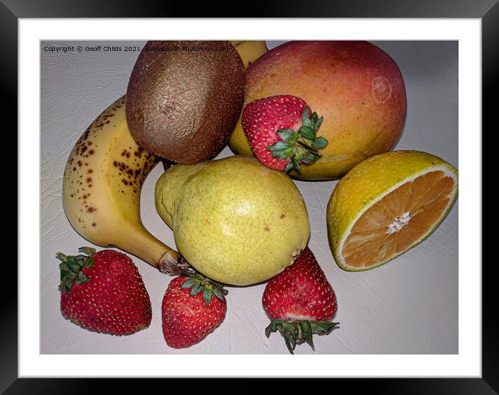 Food Platter. Colourful mixed fresh fruit. Framed Mounted Print by Geoff Childs