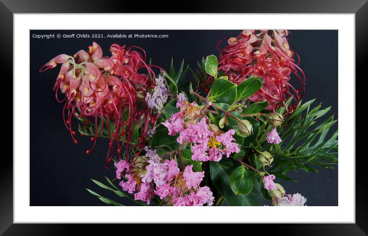 Selection of beautiful Grevillea and Lantana bloss Framed Mounted Print by Geoff Childs