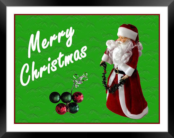  Christmas theme - greetings image with santa. Framed Mounted Print by Geoff Childs