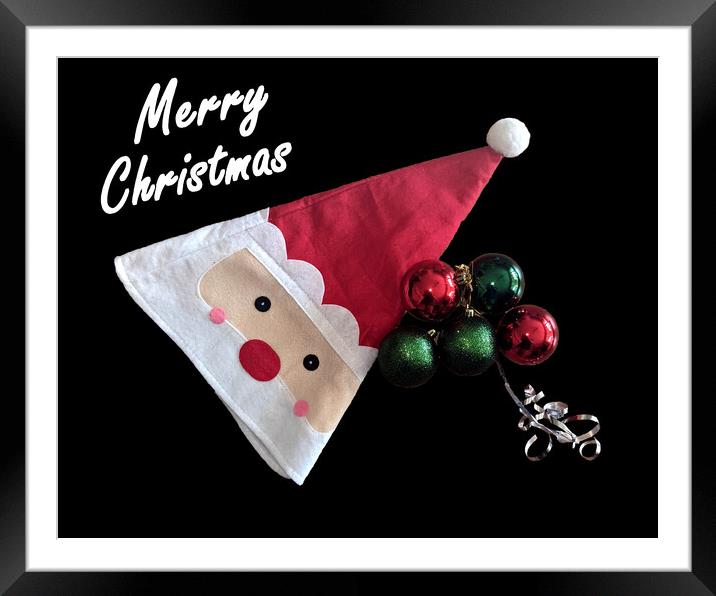  Christmas decorative theme image with Greeting.  Framed Mounted Print by Geoff Childs