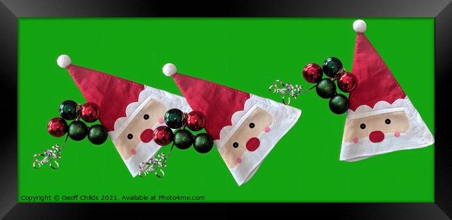  Christmas theme image with santa hats. Framed Print by Geoff Childs