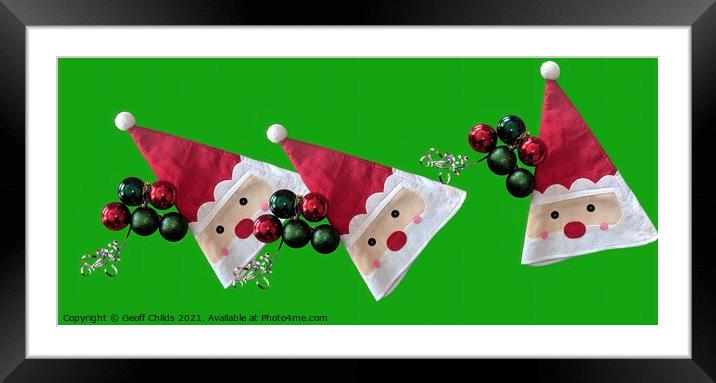  Christmas theme image with santa hats. Framed Mounted Print by Geoff Childs