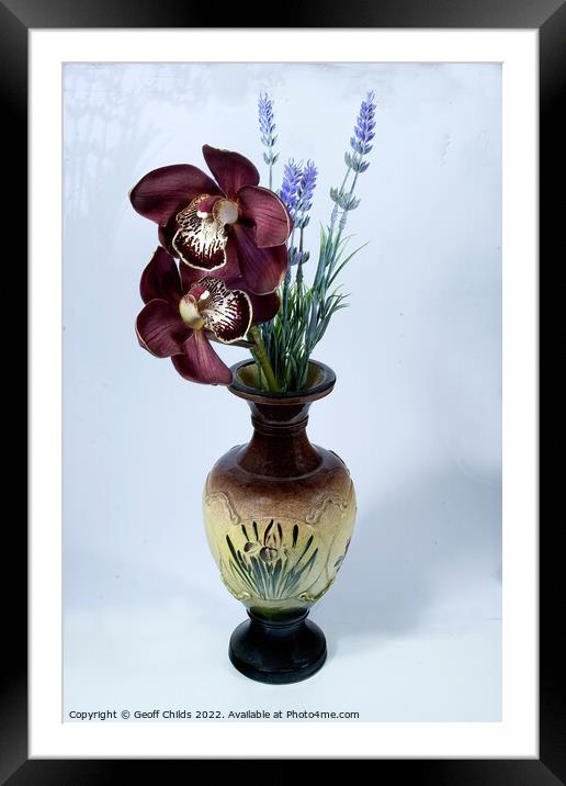  Purple Cymbidium Orchids (Boat Orchids) in a vint Framed Mounted Print by Geoff Childs
