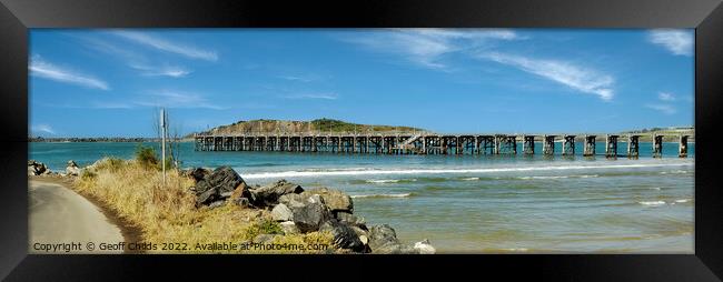 Coffs Harbour waterfront beach and jetty. Framed Print by Geoff Childs