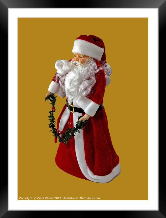 Xmas Theme image of a brightly coloured full length Santa Clause Framed Mounted Print by Geoff Childs