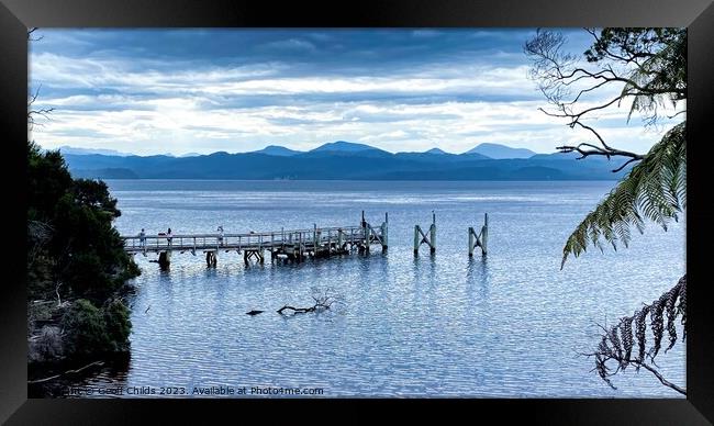 Tasmania West Coast. Blue coloured Tasmanian scenic waterscape w Framed Print by Geoff Childs