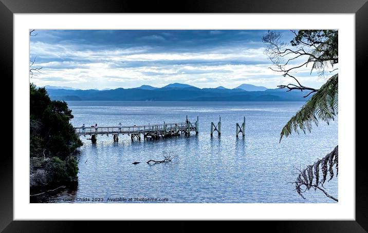 Tasmania West Coast. Blue coloured Tasmanian scenic waterscape w Framed Mounted Print by Geoff Childs