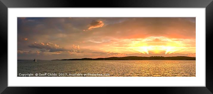 Golden ocean island sunset seascape. Framed Mounted Print by Geoff Childs