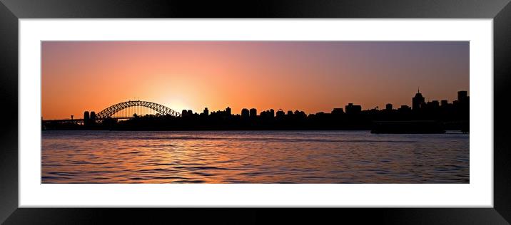 City sunset Sydney Harbour Bridge. Framed Mounted Print by Geoff Childs