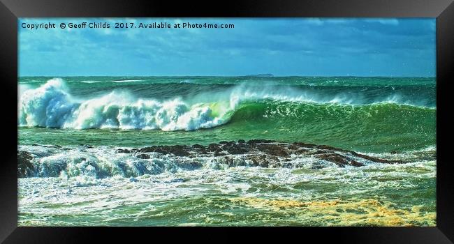 Breaking Surf Ocean Seascape. Framed Print by Geoff Childs