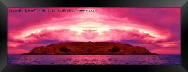 Awesome tropical island Sunset Panorama. Framed Print by Geoff Childs