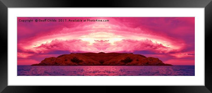 Awesome tropical island Sunset Panorama. Framed Mounted Print by Geoff Childs