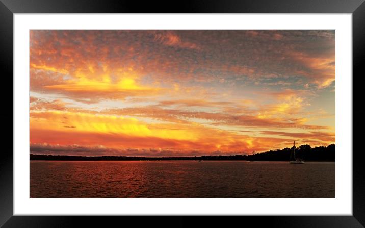 Colourful Lake Sunset at Lake Macquarie Framed Mounted Print by Geoff Childs