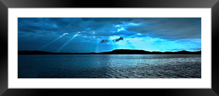  Blue Rays Sunrise. Framed Mounted Print by Geoff Childs