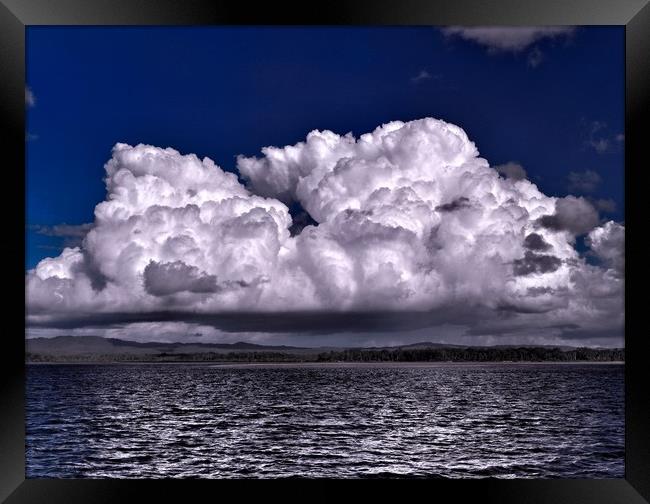 Magnificent Cumulus white cloud in blue sky. Austr Framed Print by Geoff Childs