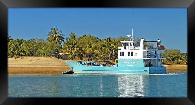 Transporter Ferry delivering goods to a tropical i Framed Print by Geoff Childs