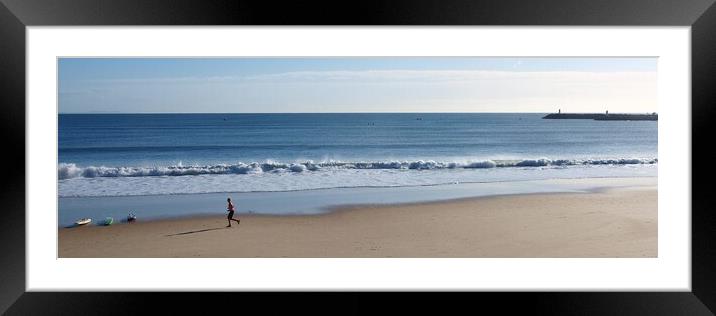 Mooloolaba Beach jogger. Framed Mounted Print by Geoff Childs