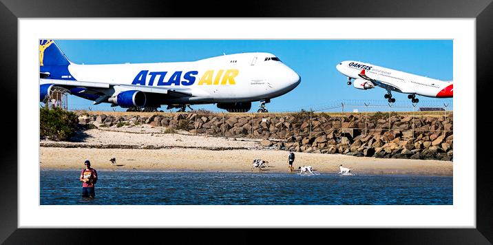 Commercial Aircraft on airport runway.  Framed Mounted Print by Geoff Childs