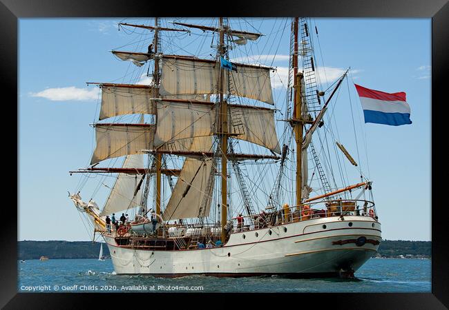 Tallship Bark Europa under sail. Framed Print by Geoff Childs