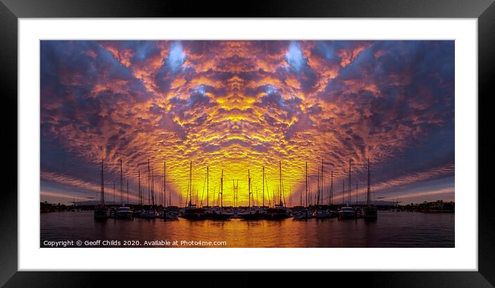 Orange coloured altocumulus cloud sunset. Framed Mounted Print by Geoff Childs