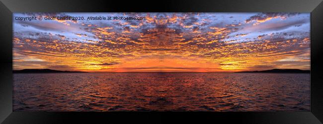 Orange Sunset Seascape, Lake Macquarie. Framed Print by Geoff Childs