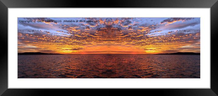 Orange Sunset Seascape, Lake Macquarie. Framed Mounted Print by Geoff Childs